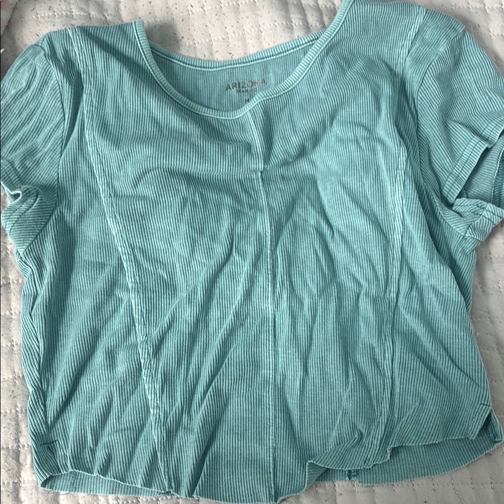 Aqua Blue Ribbed Women's Top